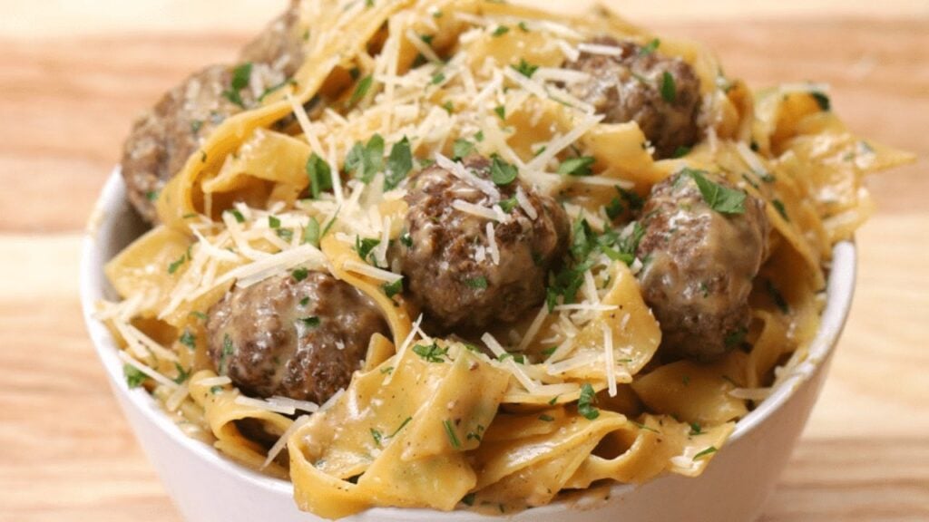 Easy One-Pot Swedish Meatball Pasta, homemade and freshly served