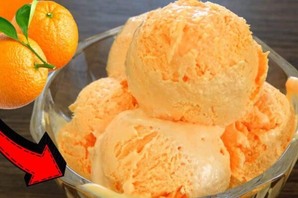 Easy 6-Ingredient Orange Ice Cream, homemade and freshly served