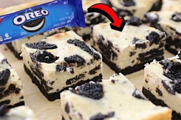 Easy-to-Make Rich Oreo Cheesecake Bars, homemade and freshly served