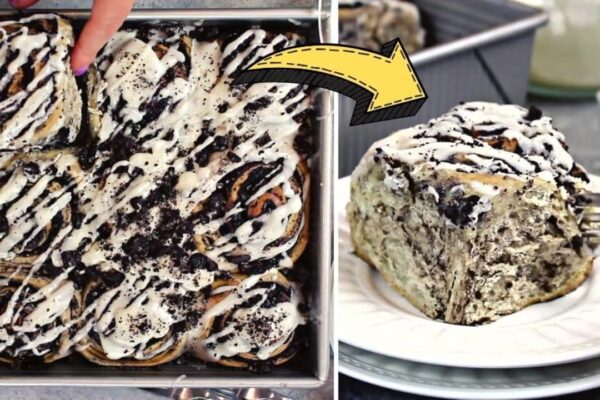 Super Easy Oreo Cinnamon Rolls, homemade and freshly served