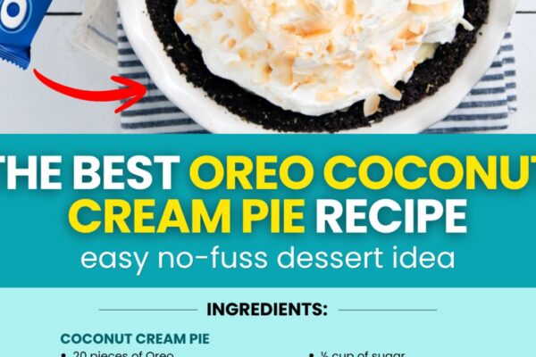Easy Oreo Coconut Cream Pie, homemade and freshly served