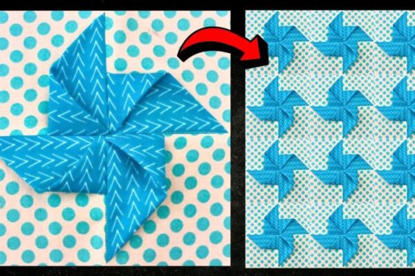 Finished Easy Origami Pinwheel Quilt Block, a completed DIY project
