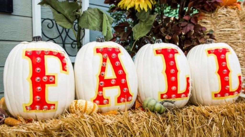 Finished DIY Fall Marquee Pumpkins, a completed DIY project