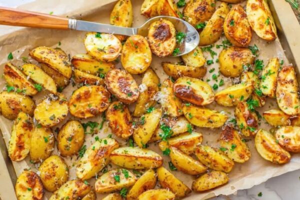 Easy Oven-Roasted Potatoes, homemade and freshly served