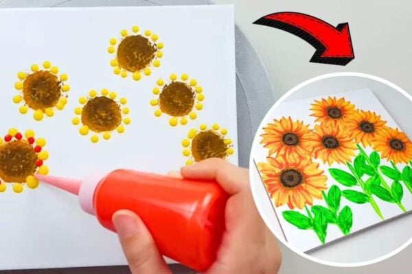 Finished Easy Sunflower Painting Technique for Beginners, a completed DIY project