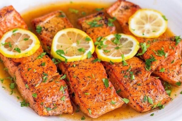 Easy Pan-Seared Salmon with Lemon Butter, homemade and freshly served