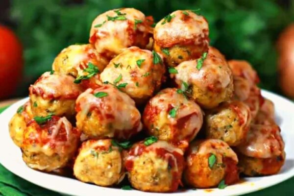 Easy Parmesan Chicken Meatballs, homemade and freshly served