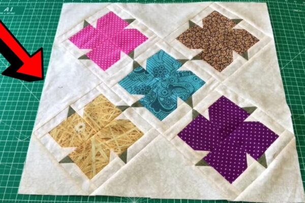 Finished Easy Patchwork Flower Block for Beginners, a completed DIY project