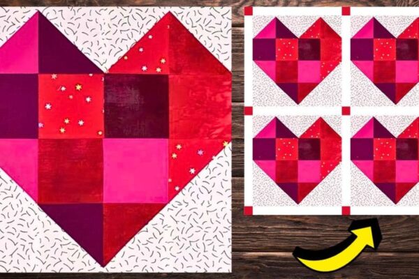 Finished a Patchwork Heart Quilt Block, a completed DIY project