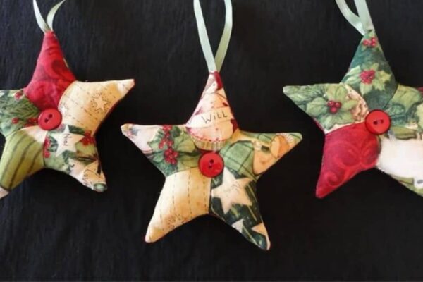 Finished Scrappy Patchwork Star Ornaments Sewing For beginners, a completed DIY project