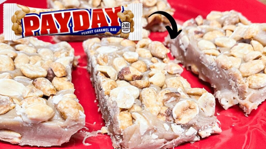 6-Ingredient PayDay Candy Bars Copycat, homemade and freshly served