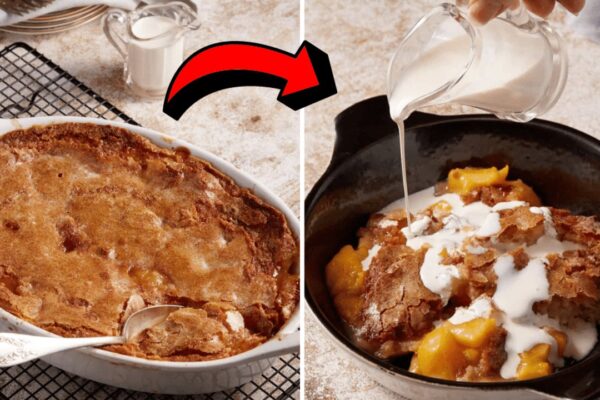 Peach Cobbler Pudding, homemade and freshly served