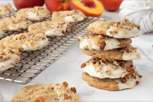 Easy Peach Oatmeal Cookies, homemade and freshly served