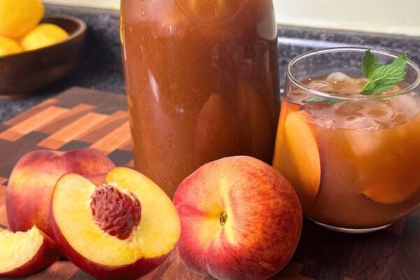 Grandma’s Peach Sweet Tea, homemade and freshly served