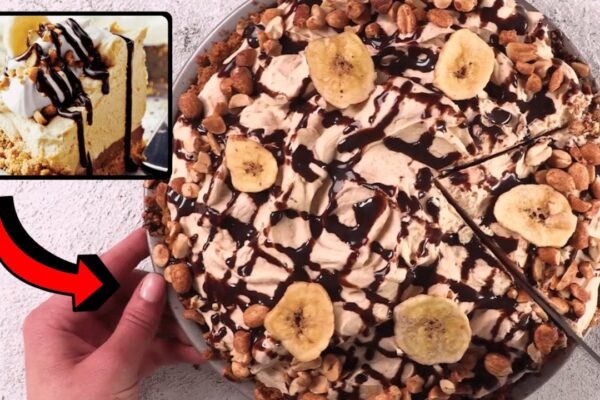 Easy Peanut Butter Banana Icebox Pie, homemade and freshly served