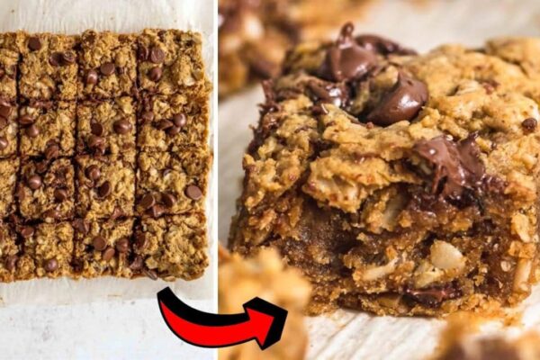 Healthy Peanut Butter Banana Oatmeal Bars, homemade and freshly served