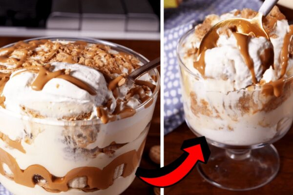 Easy Peanut Butter Banana Pudding, homemade and freshly served