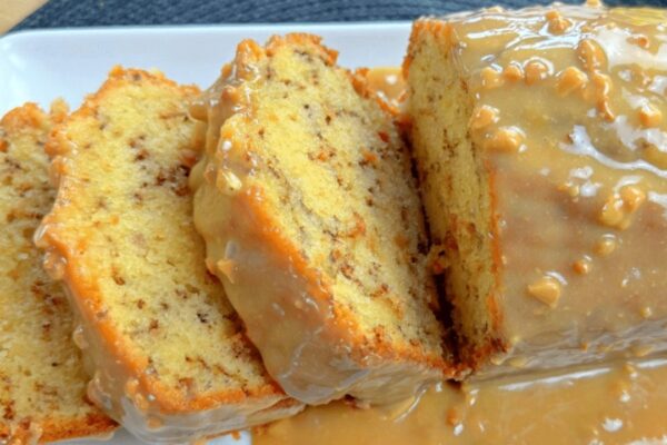 Super Easy Peanut Butter Cake, homemade and freshly served
