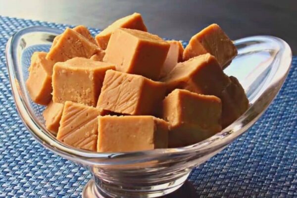 Grandma’s Peanut Butter Fudge, homemade and freshly served
