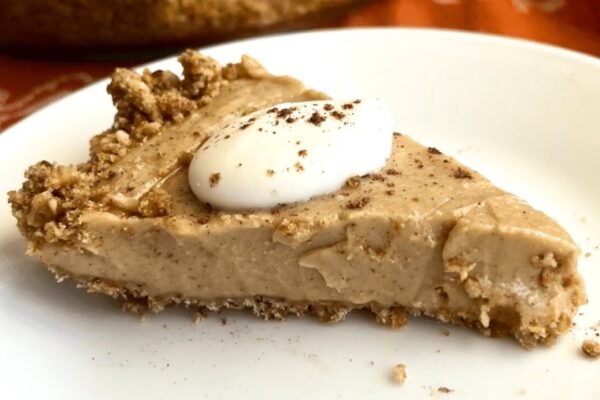 Peanut Butter Pumpkin Spice Pie, homemade and freshly served
