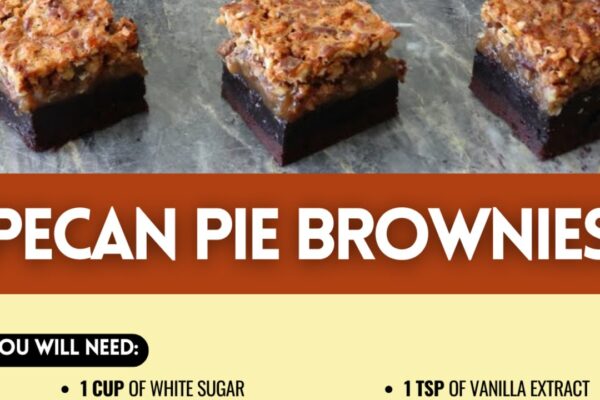 Easy Pecan Pie Brownies, homemade and freshly served