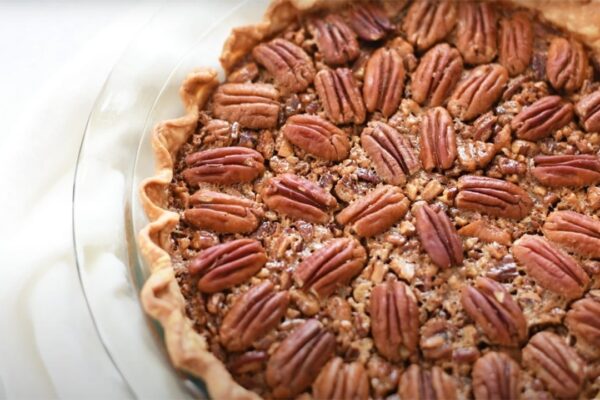 Easy Pecan Pie, homemade and freshly served