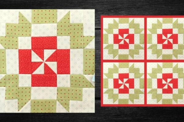 Finished Easy Peppermint Bark Quilt Block, a completed DIY project