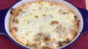 Grandma's Philly Cheesesteak Casserole, homemade and freshly served