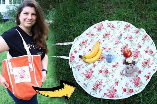 Finished 2-in-1 Picnic Tablecloth Bag Sewing, a completed DIY project