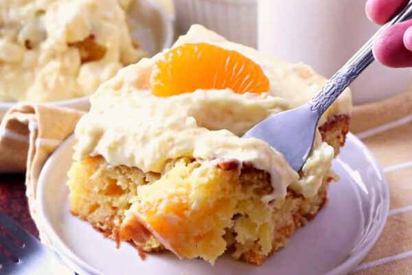 Easy-To-Make Pig Pickin’ Cake, homemade and freshly served