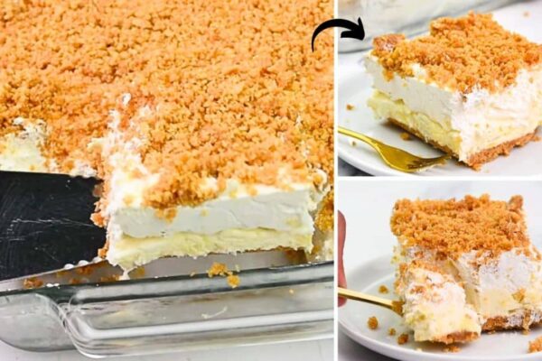 Easy 5-Ingredient Pineapple Dream Dessert, homemade and freshly served