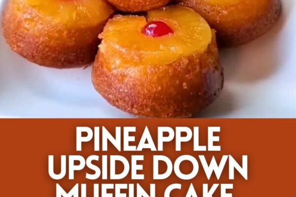 Easy Pineapple Upside Down Muffin Cake, homemade and freshly served