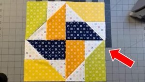 Finished Easy Pinwheel Quilt Block, a completed DIY project