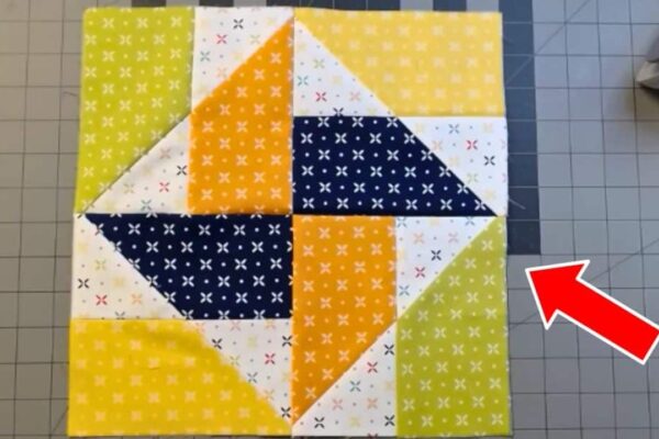 Finished Easy Pinwheel Quilt Block, a completed DIY project