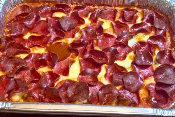 Easy Low-Carb Pizza Casserole, homemade and freshly served