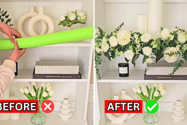 Easy Pool Noodle Shelf Styling Hack, homemade and freshly served