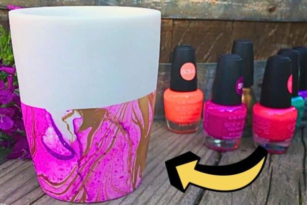 Finished How to Marble Paint a Pot or Vase with Nail Polish, a completed DIY project