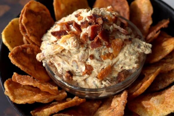 Easy Chicken Fried Chips & French Onion Dip, homemade and freshly served