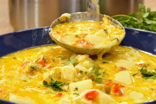 Easy Potato Vegetable Soup, homemade and freshly served