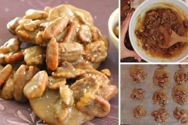 Easy 7-Minute Microwave Praline Pecan Clusters, homemade and freshly served