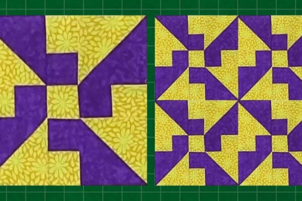 Finished Easy Propeller Quilt Block, a completed DIY project