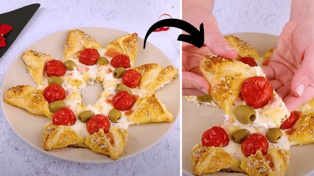 Easy Puff Pastry Wreath, homemade and freshly served