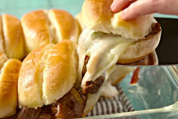 Easy Pull-Apart Philly Cheesesteaks, homemade and freshly served