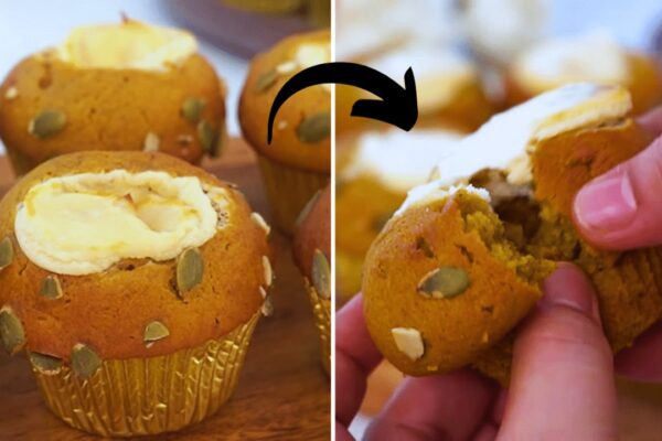 Easy Pumpkin Cream Cheese Muffins, homemade and freshly served