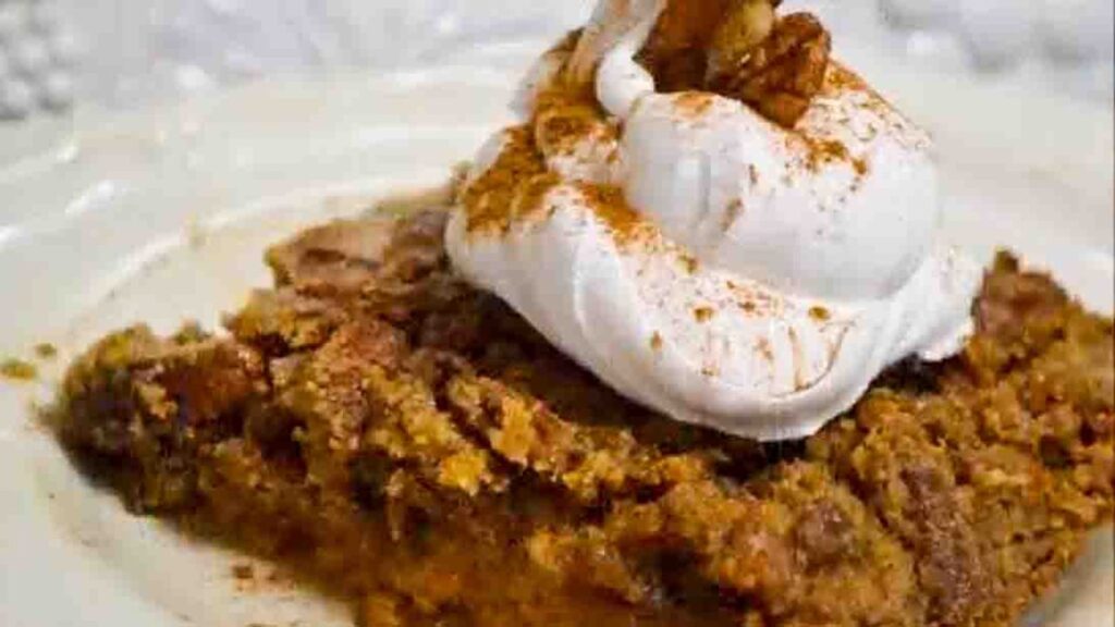 Easy Pumpkin Pie Dump Cake, homemade and freshly served