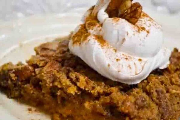 Easy Pumpkin Pie Dump Cake, homemade and freshly served