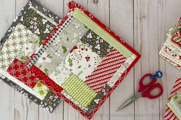 Finished Easy Quilt As You Go Pot Holder, a completed DIY project