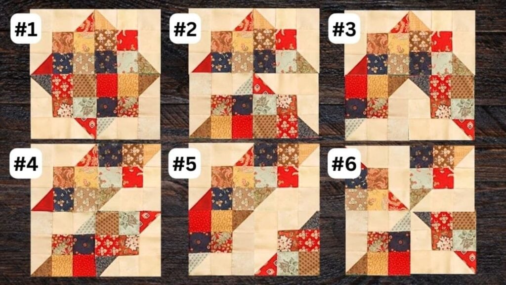 Finished Split 9-Patch Quilt Block in 6 Ways, a completed DIY project