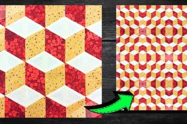 Finished Easy 3D Blocks Quilt Block, a completed DIY project