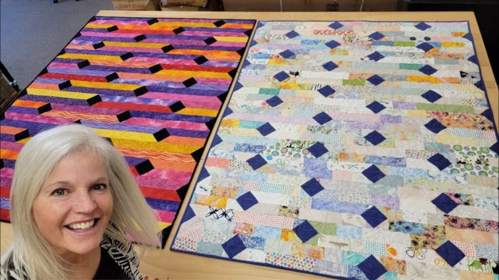 Finished Diamond Trip Quilt Using Fabric Scraps (with Free Pattern), a completed DIY project